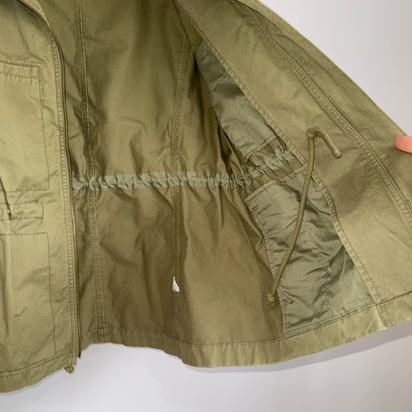 JCREW Womens Medium Olive Green Adjustable Waist Full Zip Utility Jacket VV7 - Picture 5 of 6